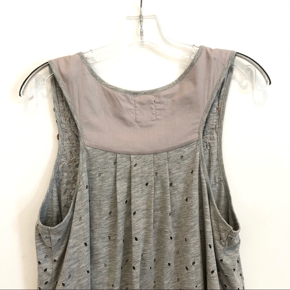 Anthropologie Deletta Gray Beaded Tank Top with Cut Outs - Picture 13 of 16